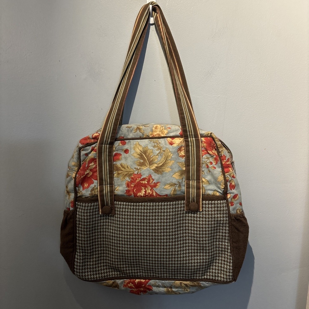 MODA‎ HOME Cotton Floral Fabric Tote Travel Bag Crafts Computer Plastic Storage